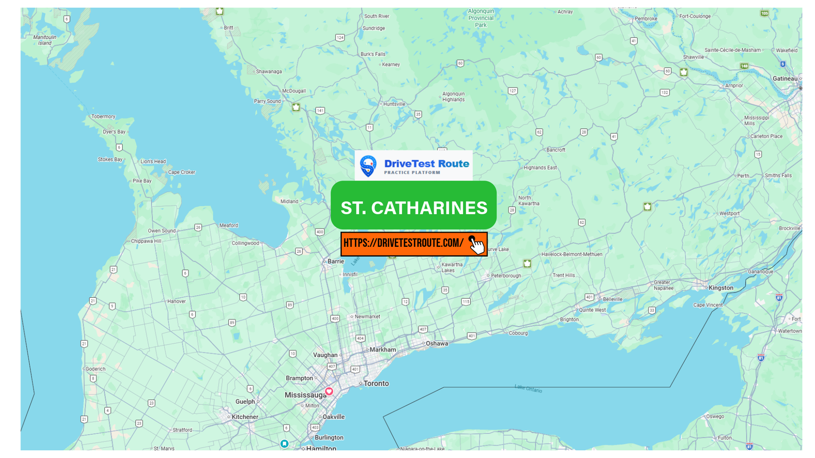 ST. CATHARINES G2 Road Test Route Map - St Catharines, Ontario Drive Test Route Map