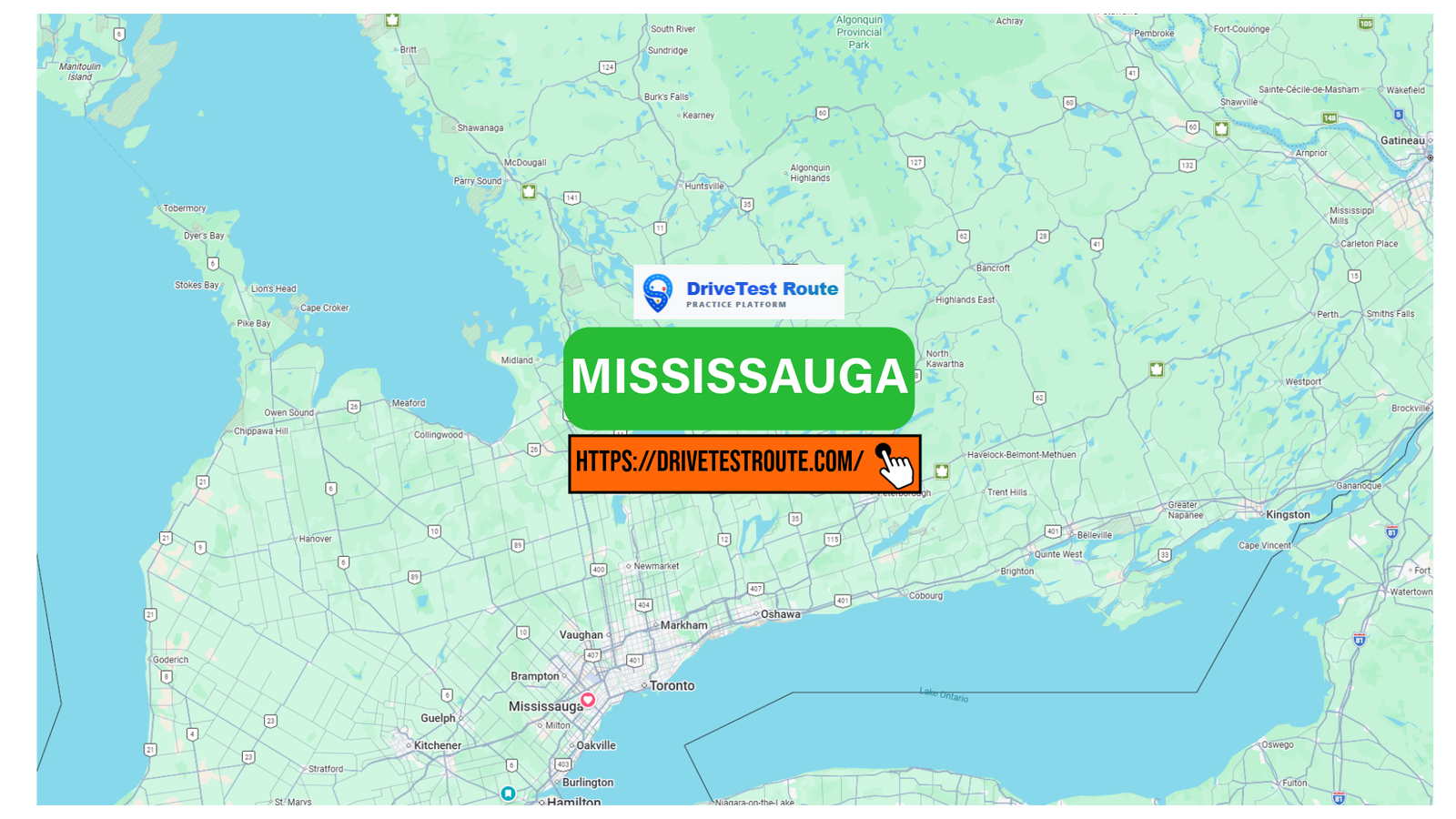 MISSISSAUGA G Road Test Route Map - Mississauga, Ontario Drive Test Route Map